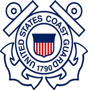 A coast guard seal is shown in blue and white.